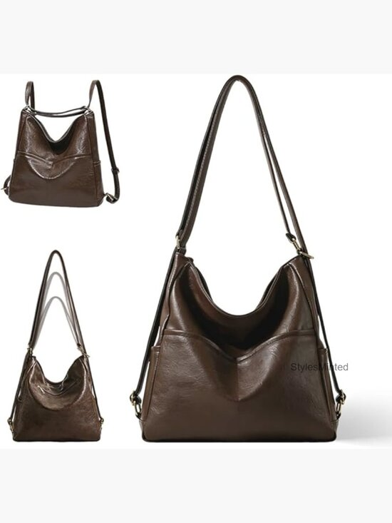 Convertible Backpack Purse Tote Shoulder Crossbody Hobo Vegan Leather main image 4